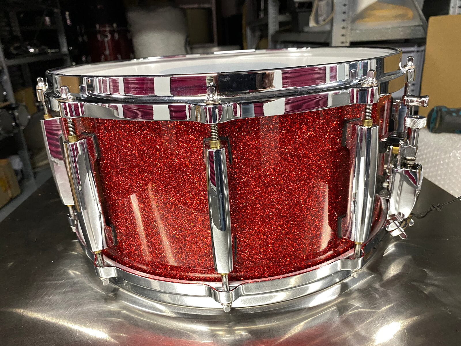 Pearl MCT-1465 Masters maple complete snare 14x6.5 inch #Vermilion sparkle